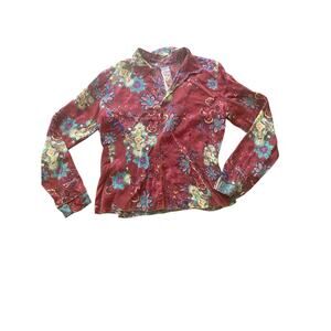 Johnny Was Boho Floral Tunic Blouse Button Front  Multicolored Festival M